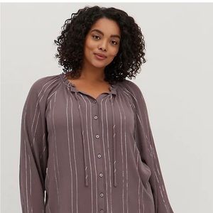 Crinkle Gauze With Lurex Peasant Blouse